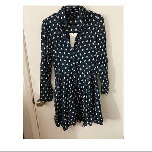 Zara Dark Blue green multi Dolly short dress